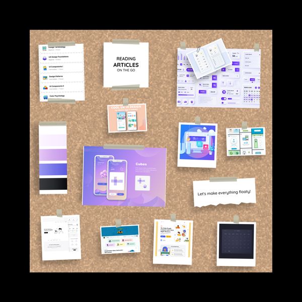 Moodboard to establish design language and guide our design