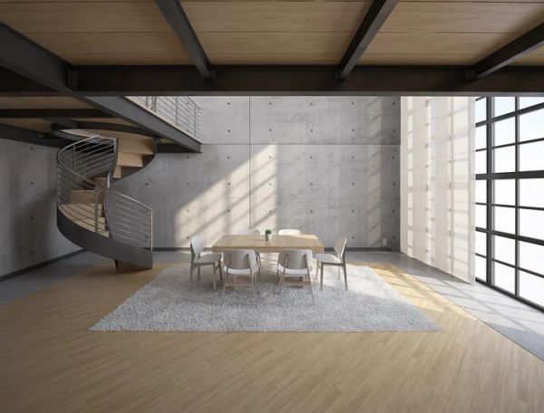 A minimalistic loft apartment render