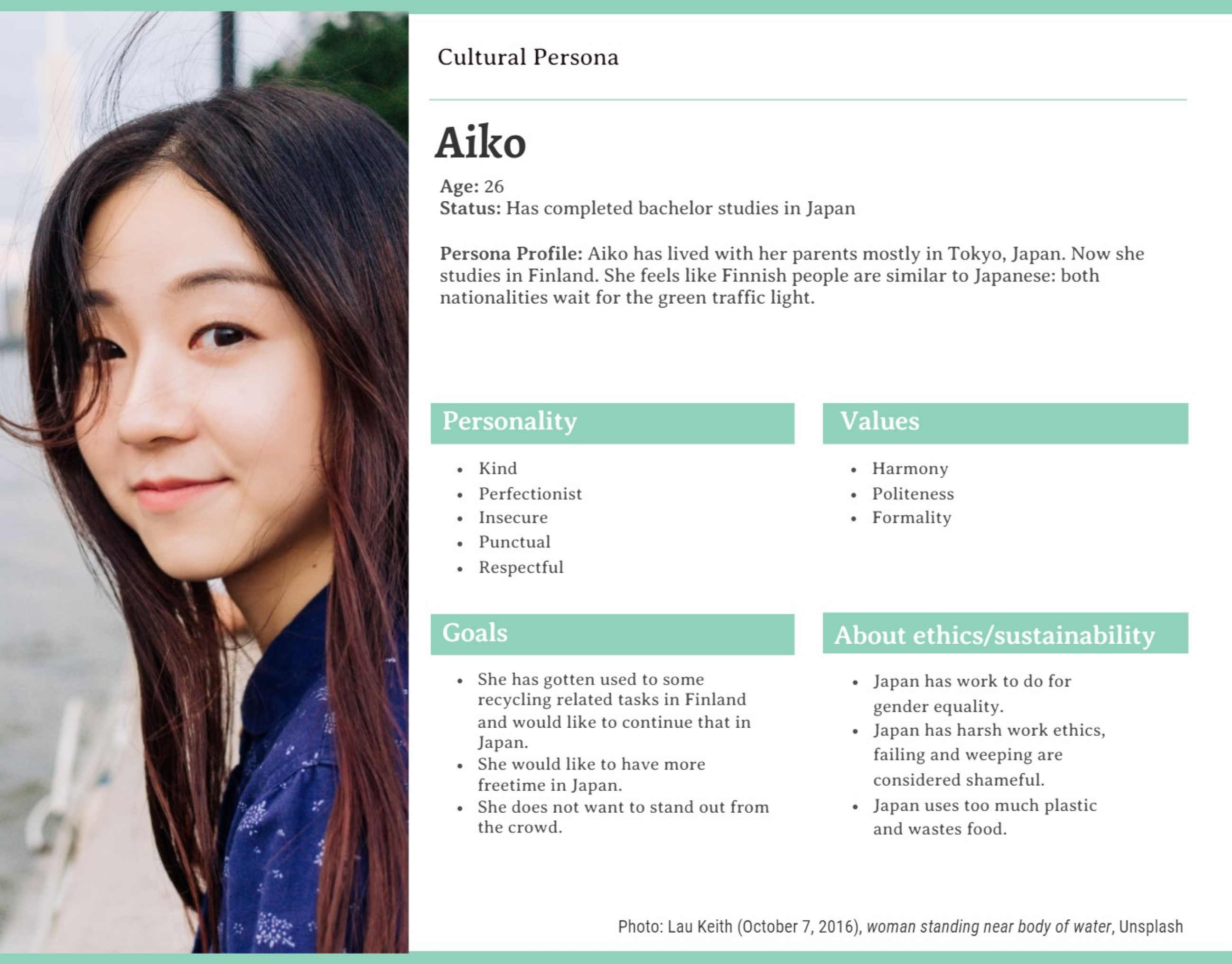 Persona created out of the user research findings