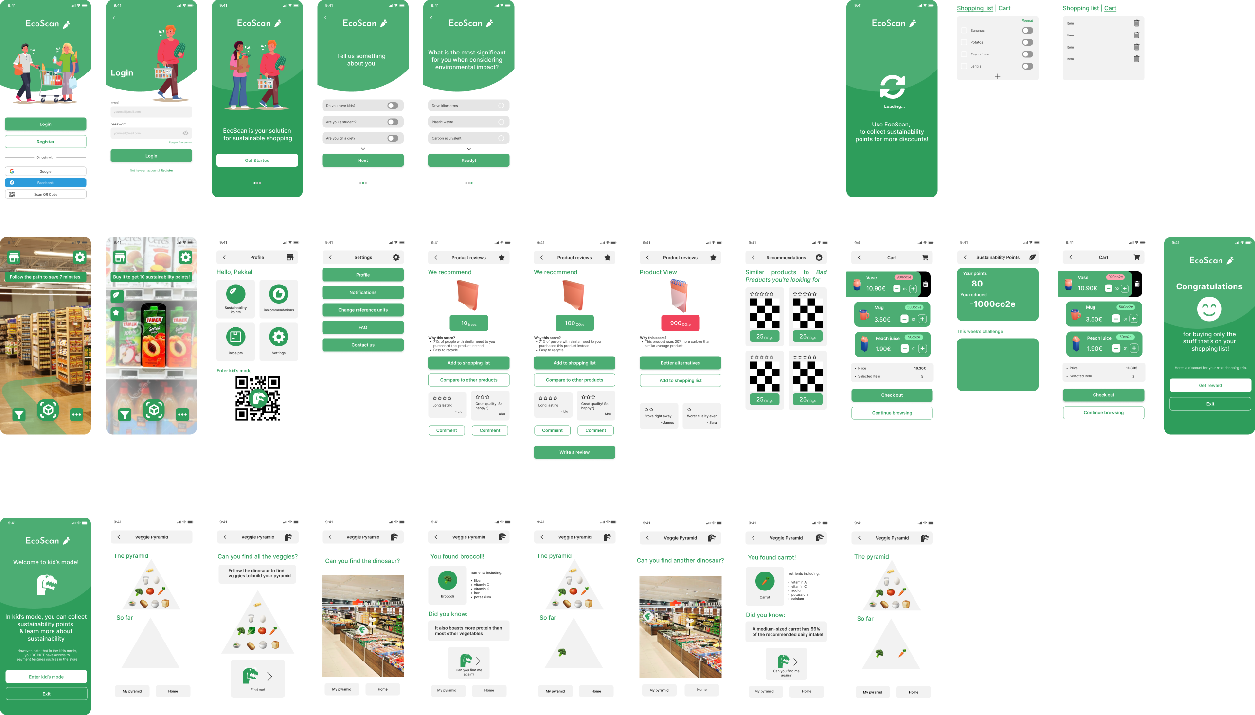 Screens of the hi-fi prototype